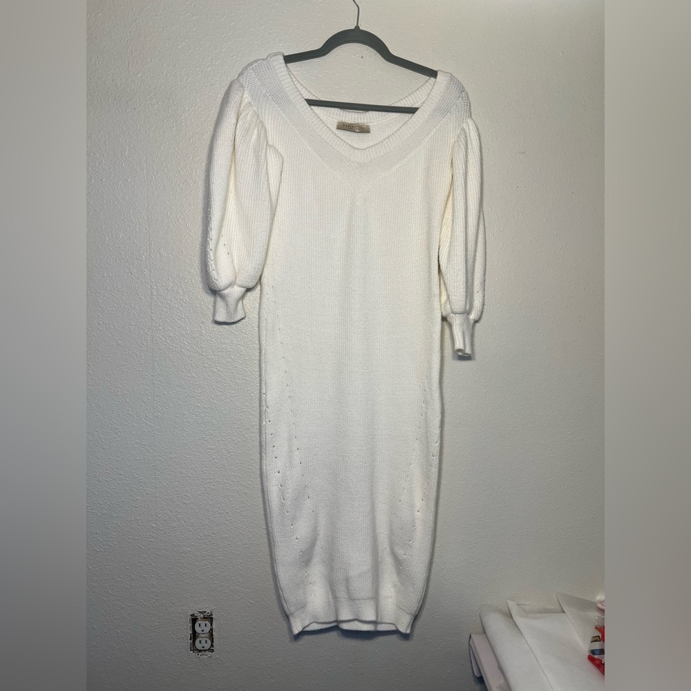 Paola Bernardi v neck knit sweater midi dress